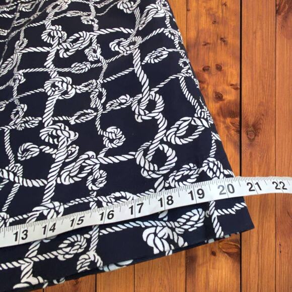 Talbots Navy White Rope Knot Pattern Cotton Stretch Mini Skirt Size 8P - Picture 2 of 9